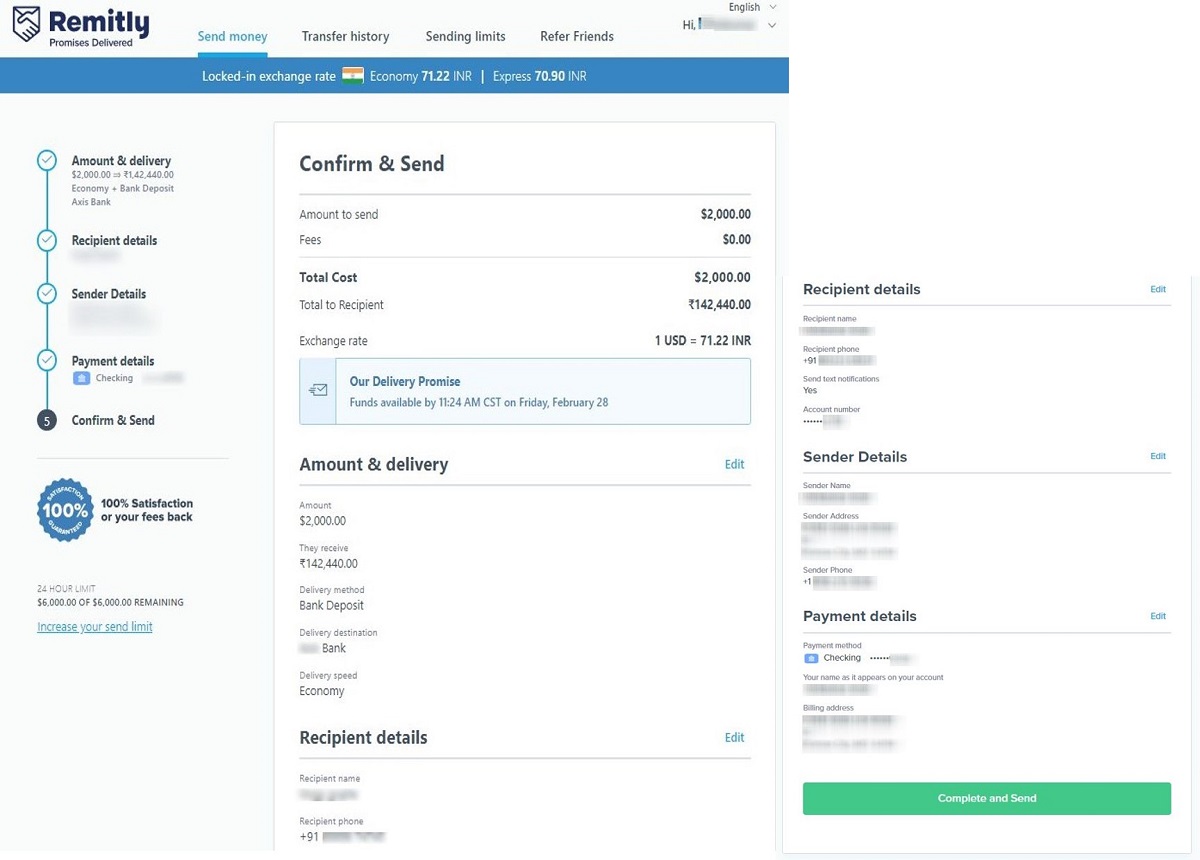 REMITLY USD to INR - Send money to INDIA from USA using REMITLY